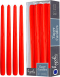 Hyoola 12 Pack Tall Red Taper Candles - 14 Inch Red Dripless, Unscented Dinner Candle - Paraffin Wax with Cotton Wicks - 12 Hour Burn Time