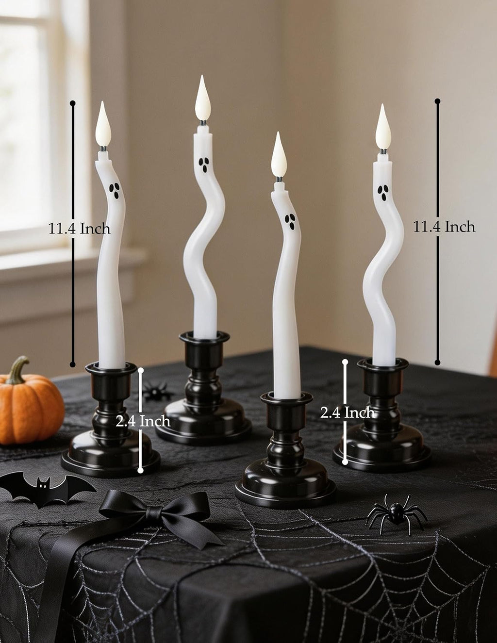 Halloween Flameless Ghost Taper Twisted LED Candles with Remote 4 Pack