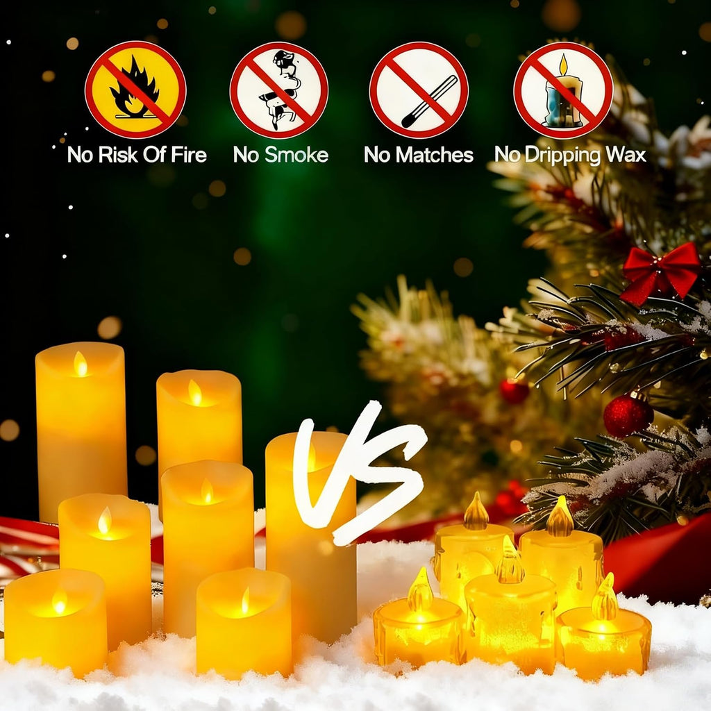 24PCS Tea Lights Candles Battery Operated, Christmas Decor Decoration, Flickering Fake Candle for Valentine Wedding Ramadan Christmas Decorations