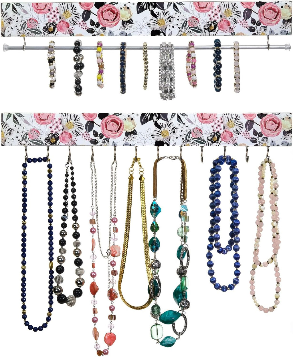 2 Piece Fashion Jewelry Holder Set (Pink and Blue Floral)