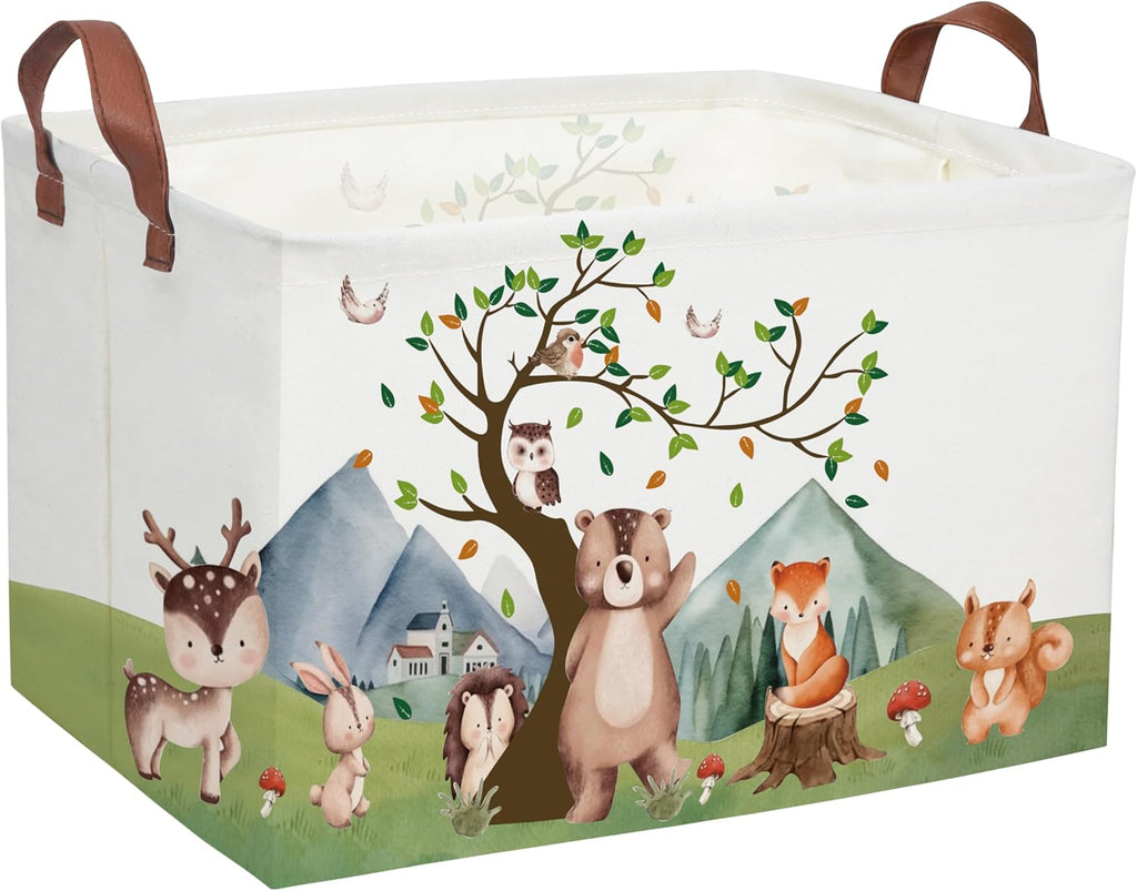 Animal Baskets Cute Storage Bins Rectangular Storage Bin Organizer Book Box ,Animals Room Decor(Mountain animal)