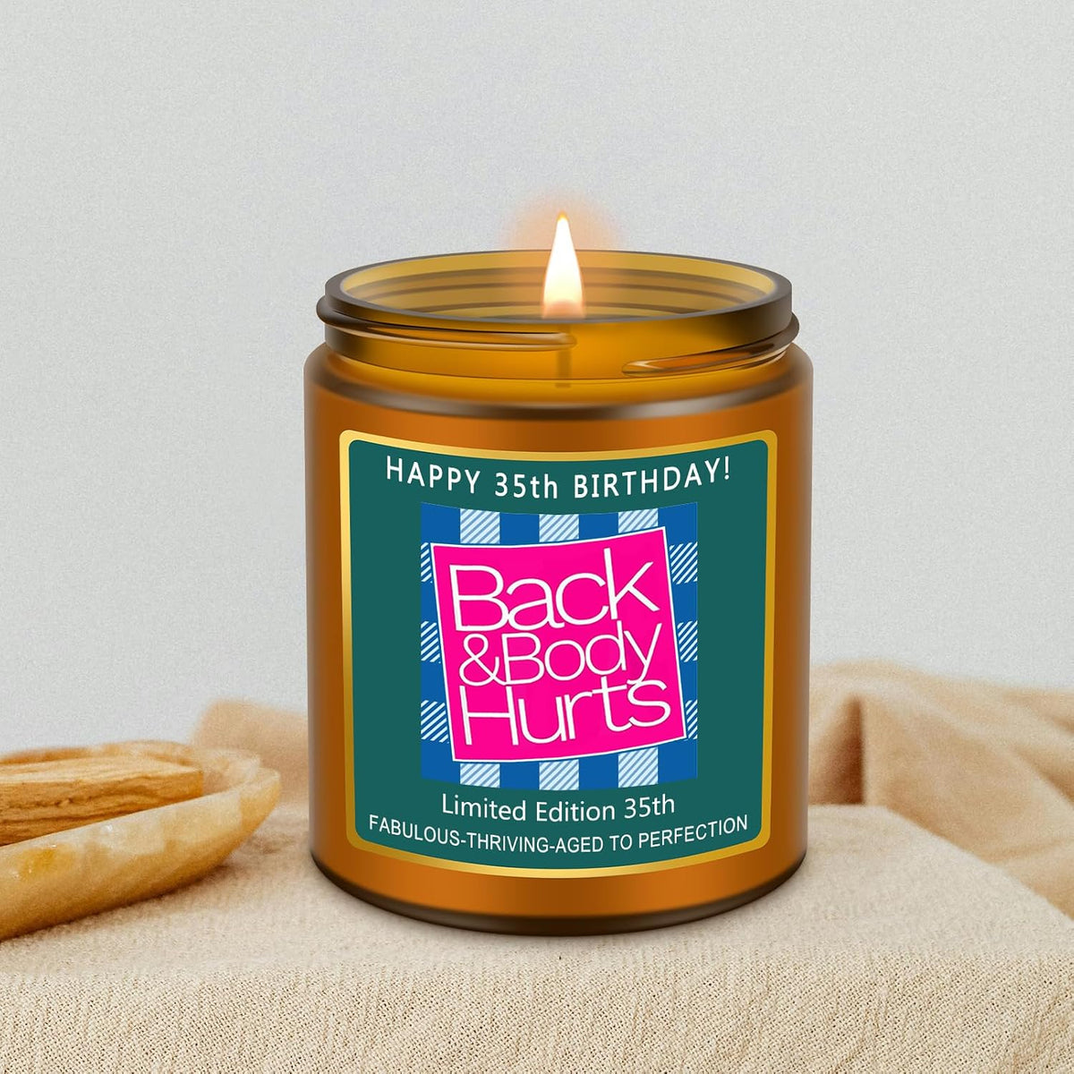 Happy 35th Birthday Gifts for Women Men - Lavender Scented Candle
