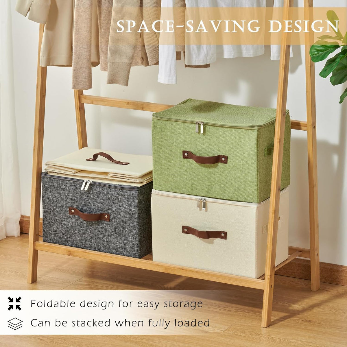 2PCS Storage Bins with Zipper Lids Decorative Lidded Basket Box
