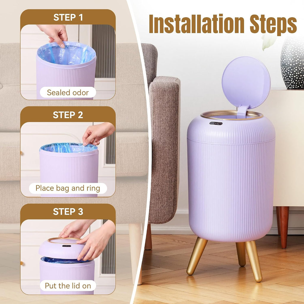 Bathroom Trash Can Automatic Touchless,3 Gallon Purple Gabage can