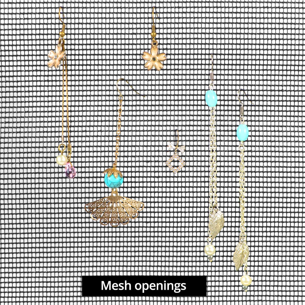 QWORK Earring Organizer Hanging Mesh, 2 Pack Wall Jewelry Organizer Necklaces Holder Rack for Earrings, Bracelets, Rings, Girls Hair Clips Hanger