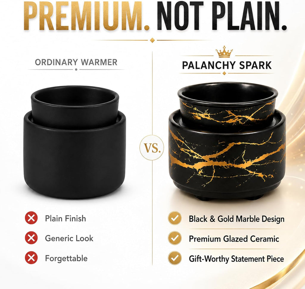 PALANCHY Electric Wax Warmer for Scented Wax Melts Black and Gold Ceramic