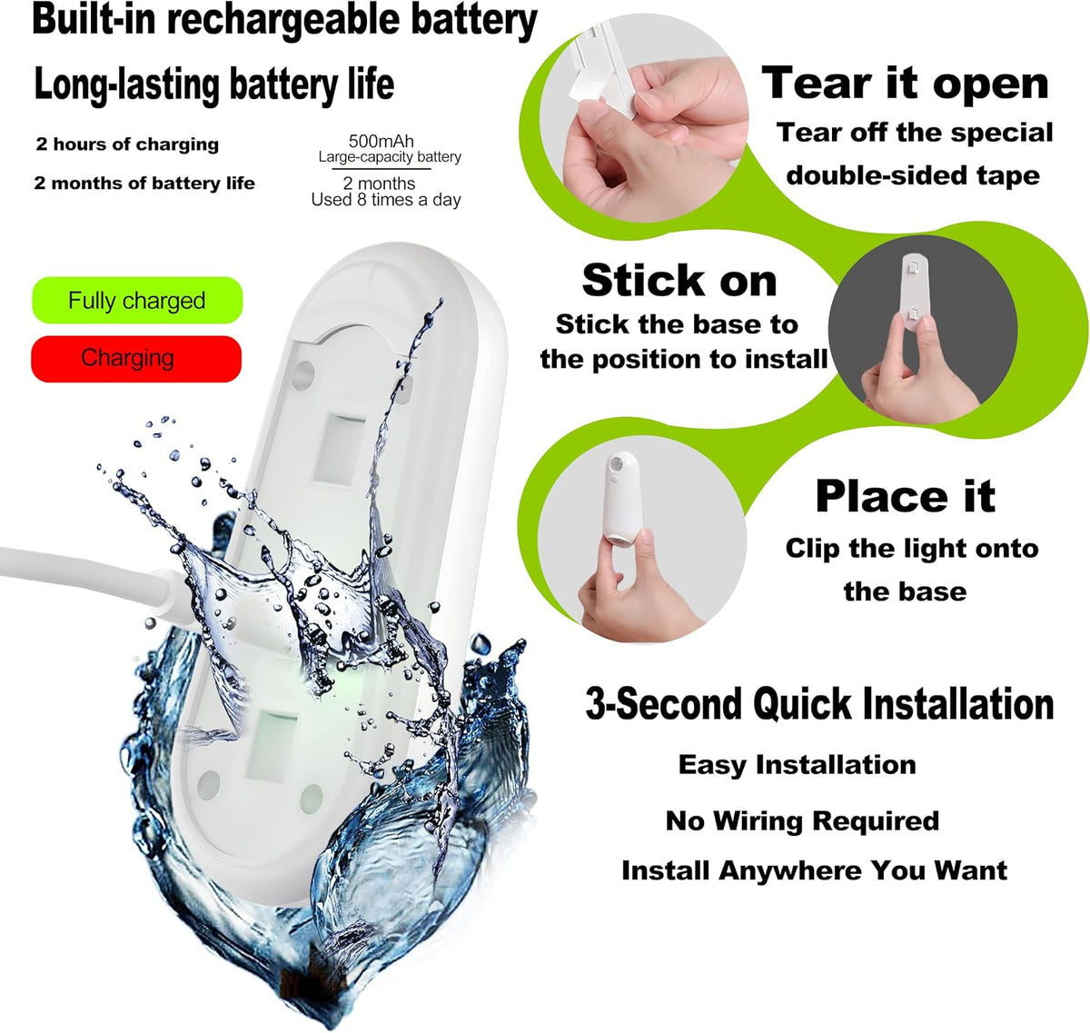 Motion Sensor Toilet Night Light, 8 Color Changing Waterproof
