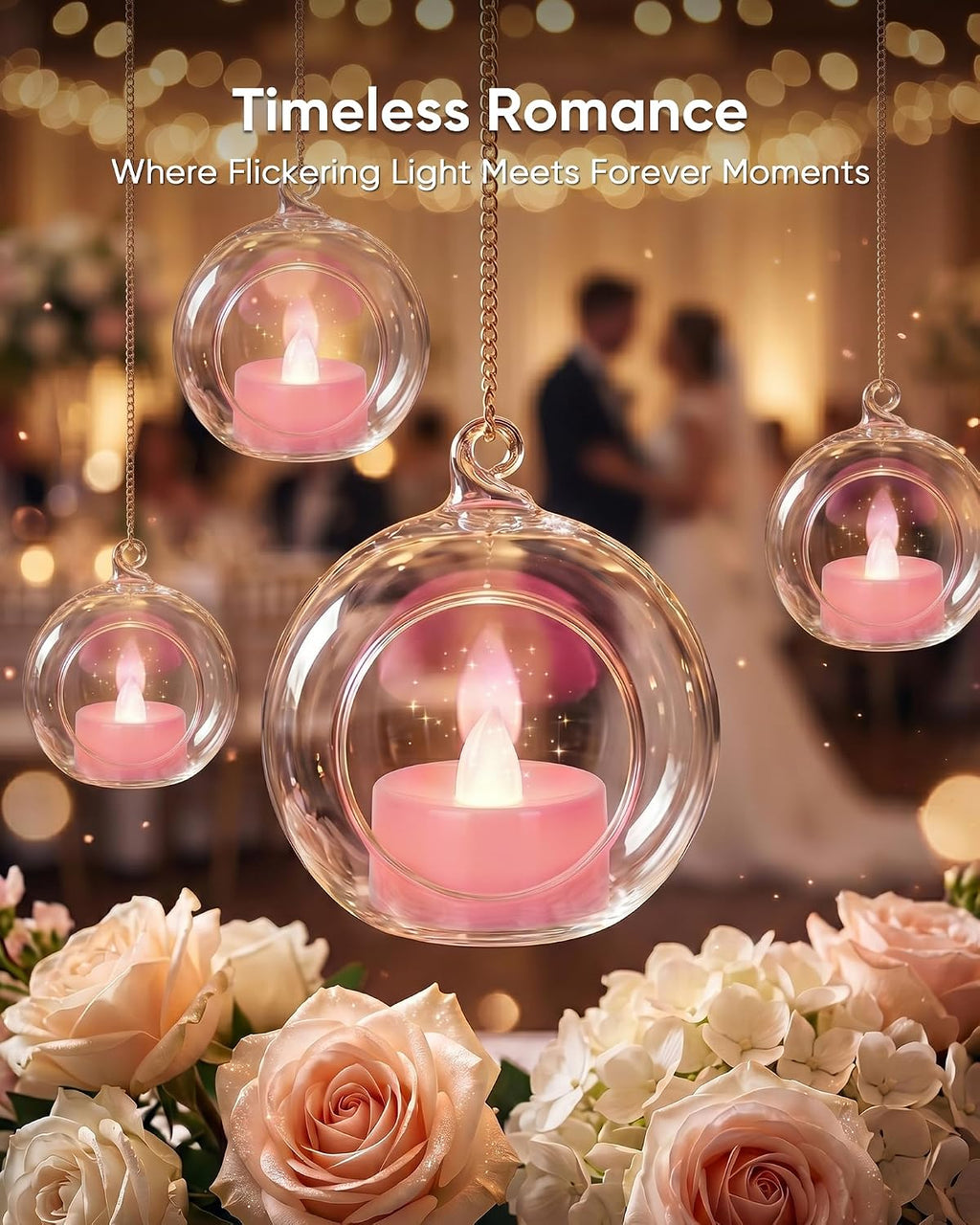 Homemory 50-Pack Pink Flameless Battery Tealight Candles, 200+ Hours