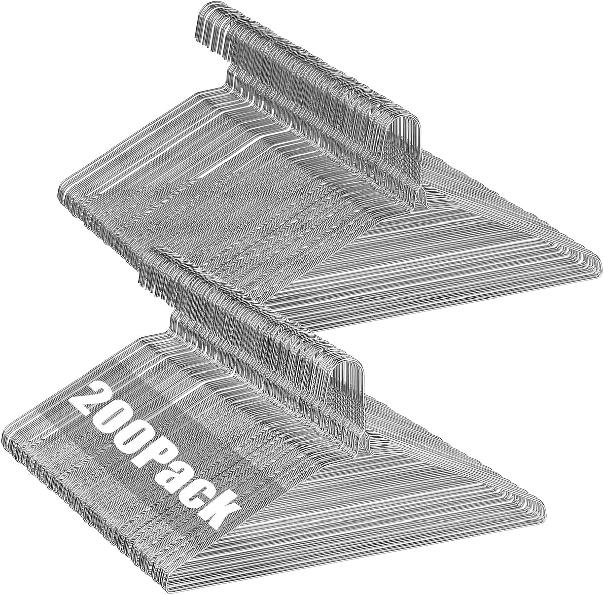 Wire Metal Clothes Hangers Bulk 200 Pack, Slim Space Saving Silver