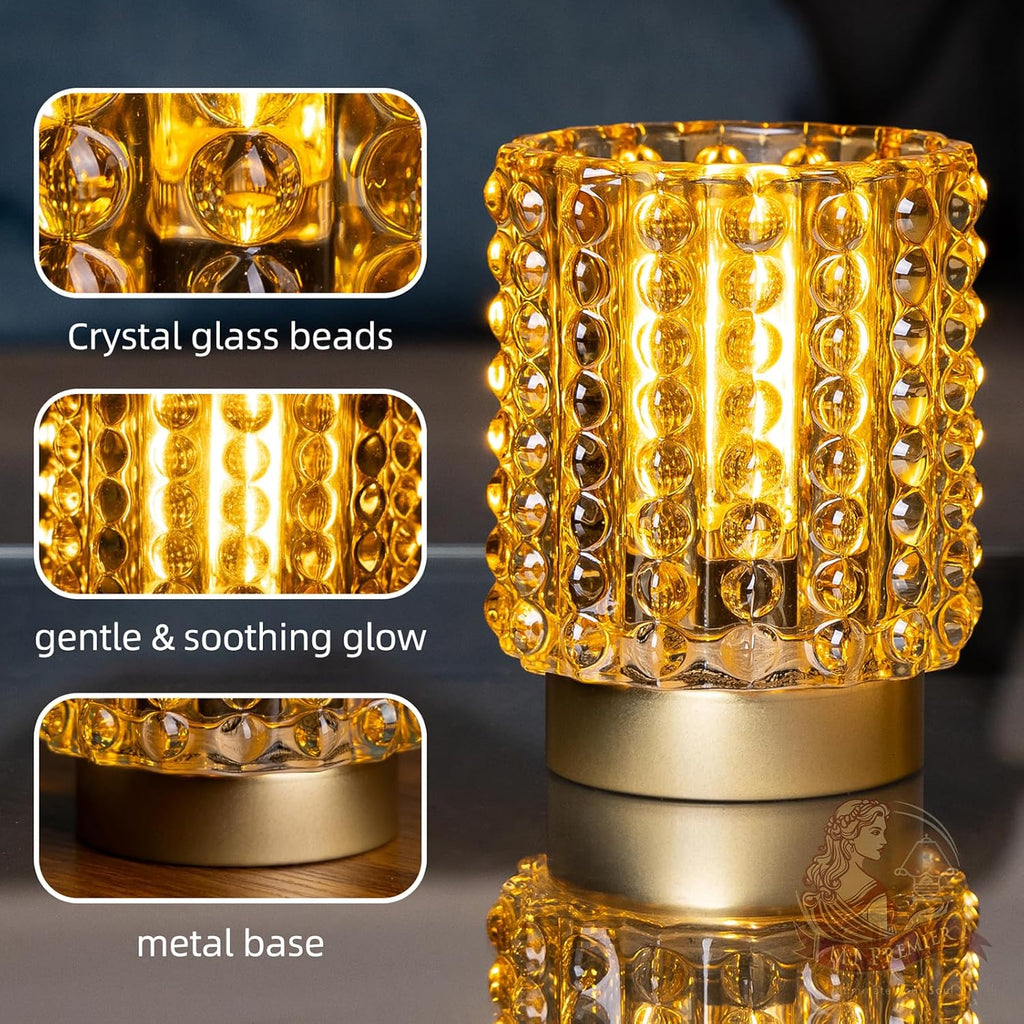 Battery Operated Lamp Timer, Small Cordless Lamp Decorative, Yellow