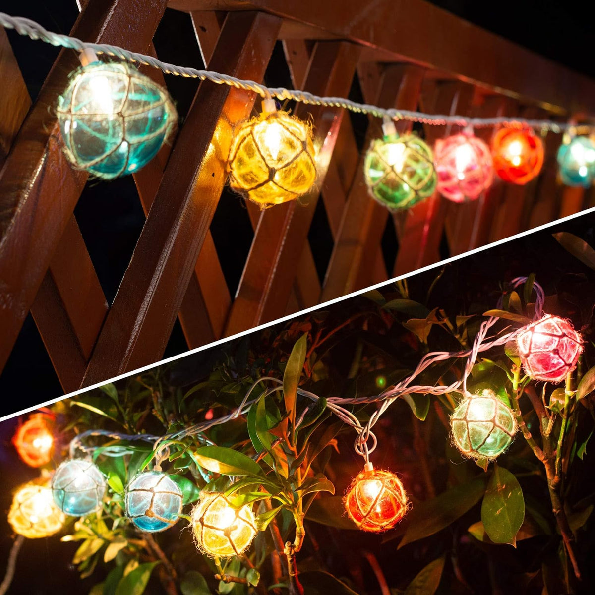 Brillarlights Tiki Lights Nautical Fishing Float Buoy String Lights, 9.8FT 10 Multicolor Mini Lantern Buoy Lights Plug in, UL Listed Connectable for Tiki Bar, Beach, Patio, Deck Decor