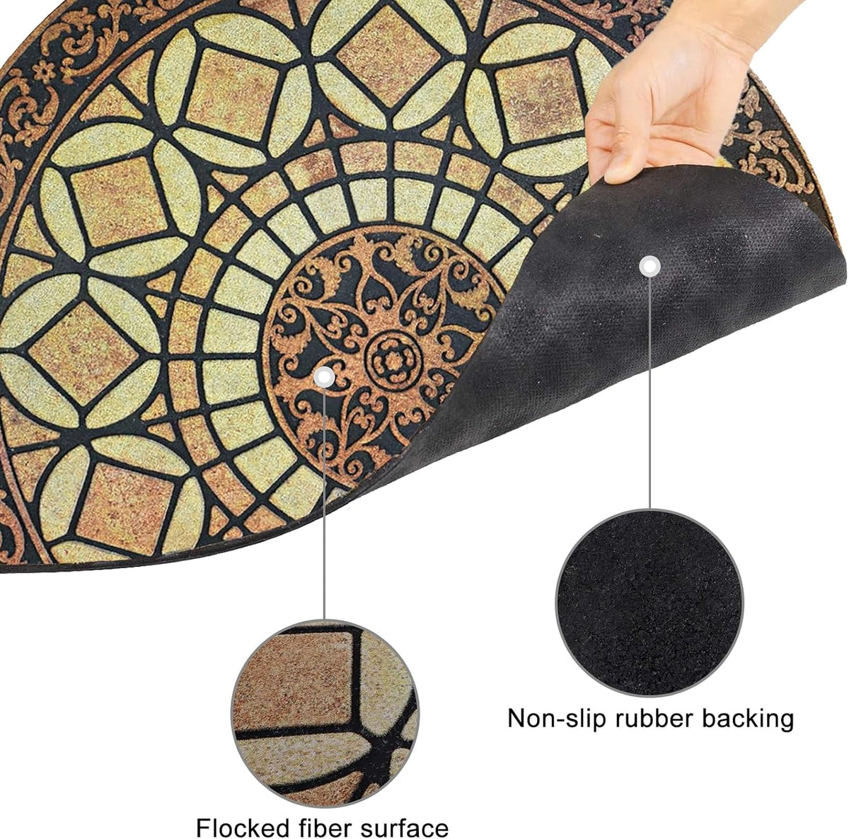 CHICHIC Entrance Door Mat Large 24 x 36 Inch Entry Way Doormat Front Door Rugs Outdoors Heavy Duty Welcome Mat Non Slip Rubber Back Low Profile for Garage, Patio, High Traffic Area, Semicircle