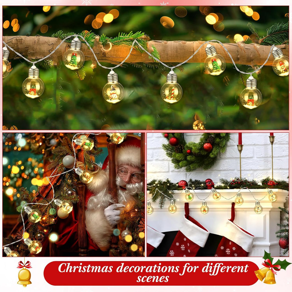 Aurelema 1 Pc Christmas Bulb String Lights Snow Globe Lamp, Warm Light