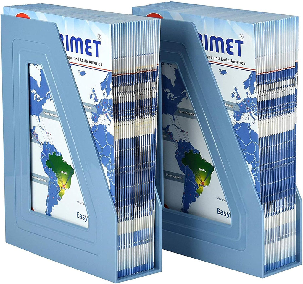 Acrimet Magazine File Holder, Vertical Desk Organizer, Solid Blue, 2 Pack