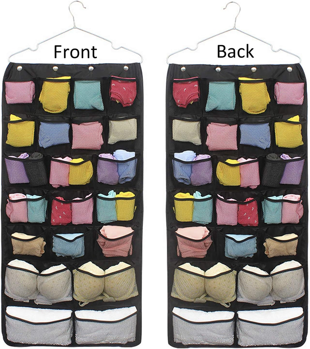 Oxford Hanging Closet Organizer for Underwear, Stocking, Bra and Sock, Dual-Sided Space Saving Storage Holder with 42 Pockets