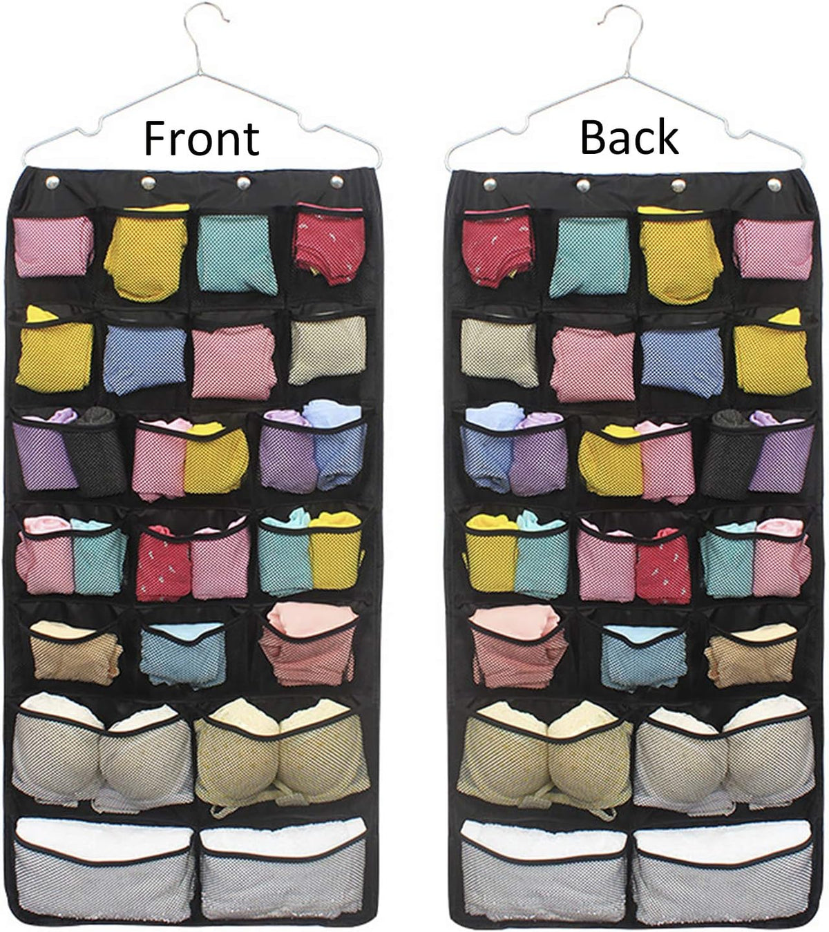 Oxford Hanging Closet Organizer for Underwear, Stocking, Bra and Sock, Dual-Sided Space Saving Storage Holder with 42 Pockets
