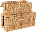 2 Pack Water Hyacinth Cable Management Box with Lid, Cord Organizer Box