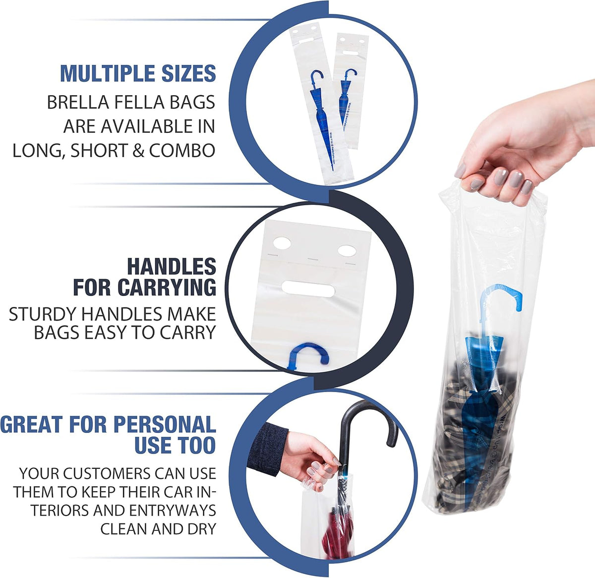 Wet Umbrella Bags - 28" Disposable Plastic Bag Refills for Umbrella Stand/Holder - 1000 Large Size Pack