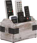 MyGift Remote Control Organizer Caddy, 2-Compartment Torched Wood & Metal