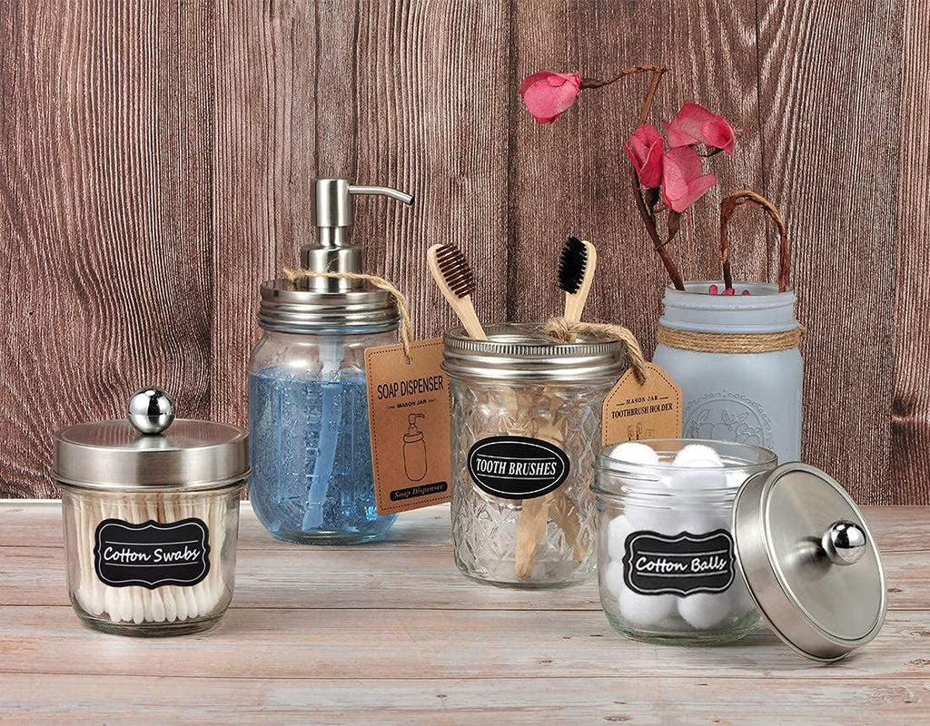 Amolliar Mason Jar Liquid Soap Dispenser, Lotion Soap Brushed Nickel 2 Pack