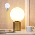 11 Inch Modern Mid Century Gold Globe Table Lamp, Round Bedside Nightstand Lamp with White Glass Shade Metal Base Desk Lamp for Bedroom Living Room End Table