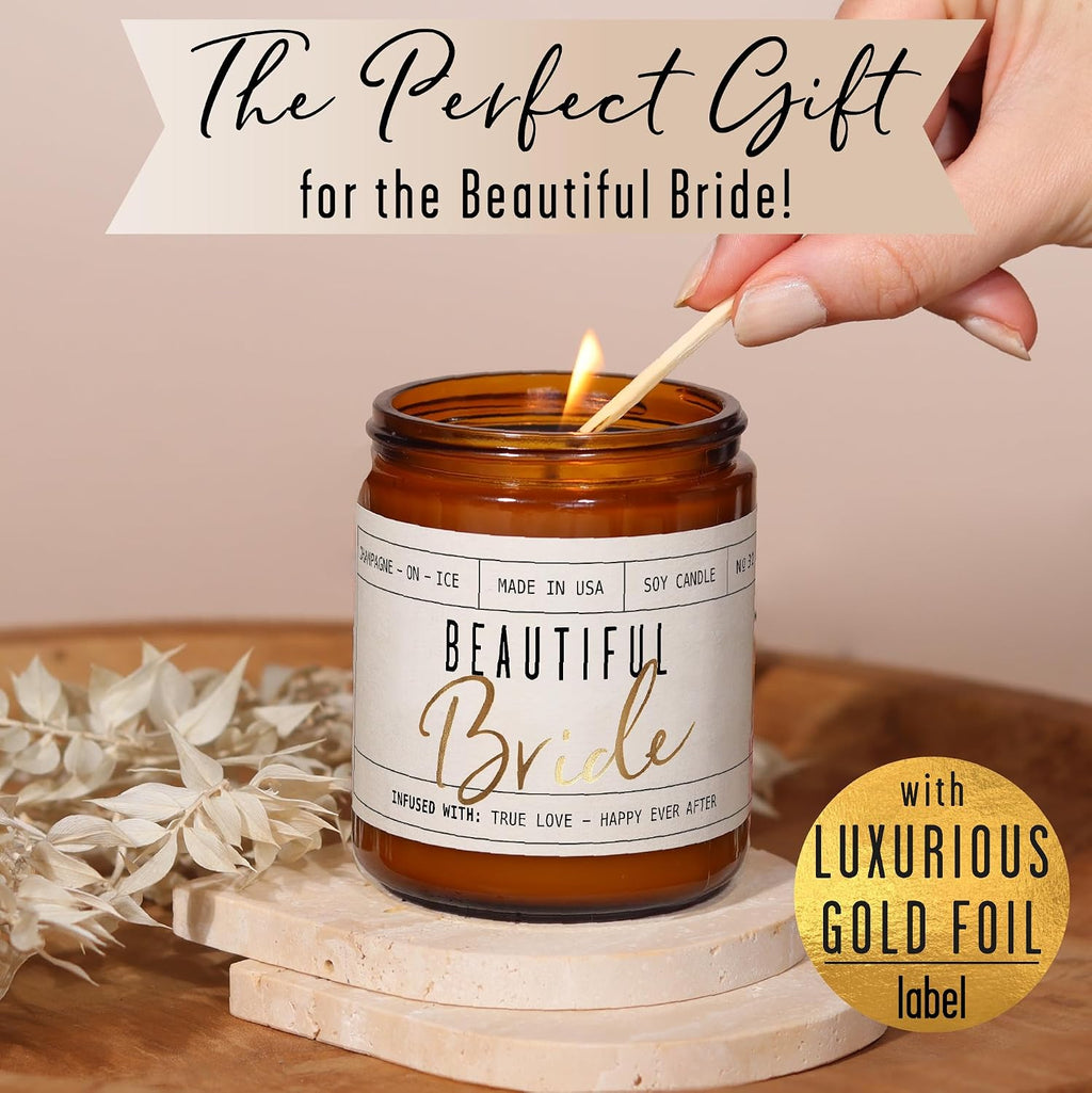 Bridal Shower Gifts Ideas, Best Bridal Shower Gifts for Bride to Be, Bride Gift -' Soy Wedding Candle, w/Champagne on Ice I Bachelorette Gift I 50Hr Burn, USA Made