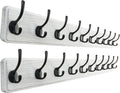 SKOLOO Rustic Wall Mounted Coat Rack, 10 Hooks, 38", Solid Wood, White