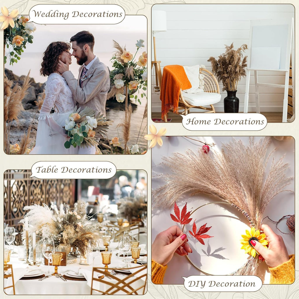800 Pcs Boho Dried Pampas Grass Decor, Exquisite Lavender and Eucalyptus Dried Rustic Flowers Arrangements Bouquets for Your Bohemian Home, Bedroom, and Wedding Table Decoration