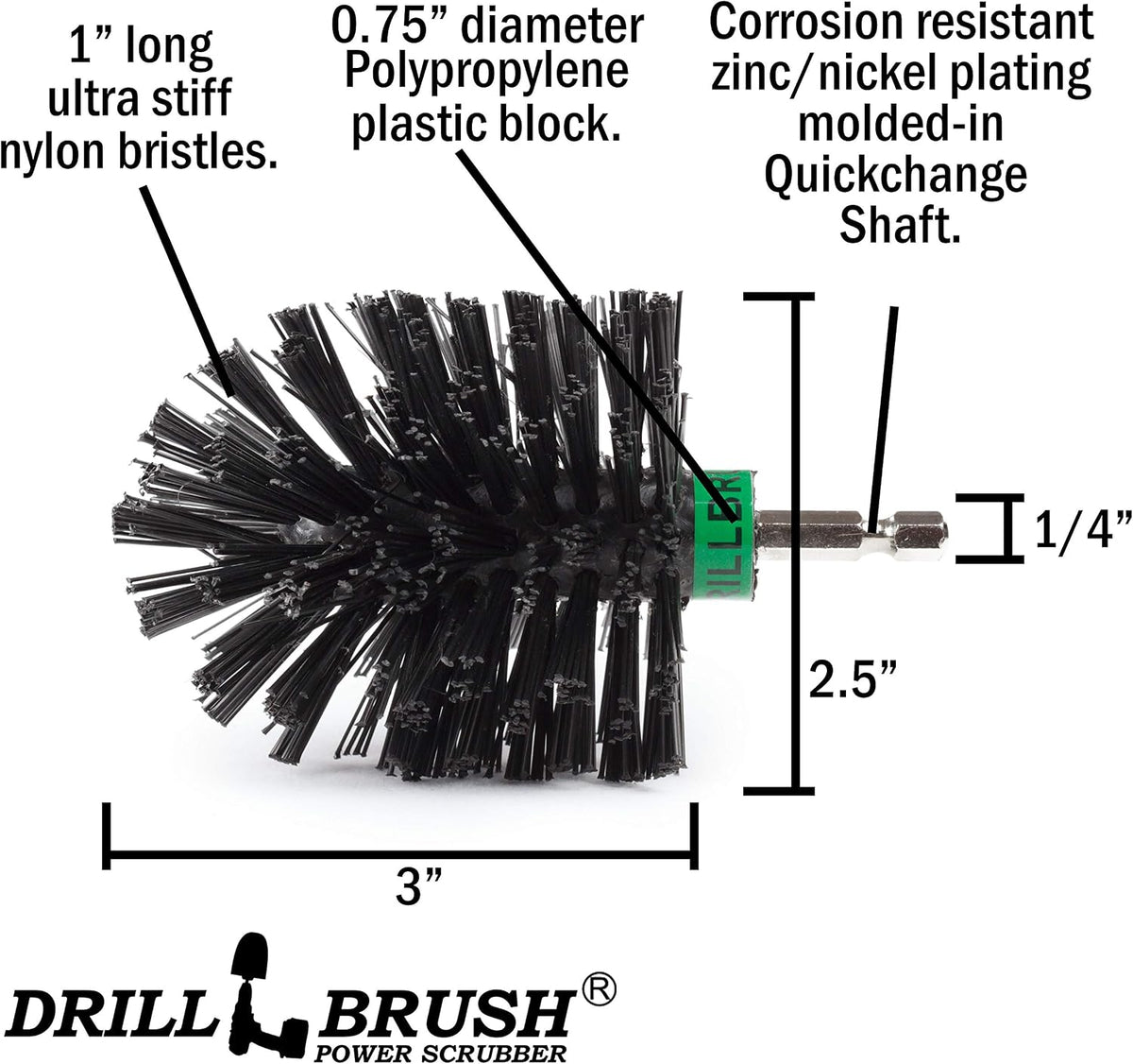 Ultra Stiff Black Electric Spin Scrubber - Wire Brush for Drill Alternative