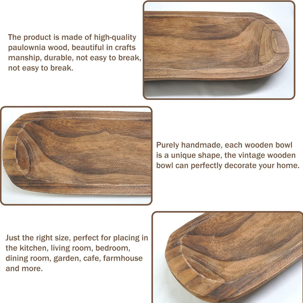 Decorative Bowl Vintage Wooden Dough Bowls Hand Carved, Farmhouse Country, Restaurant, Cafe Decoration, Place Bread, Fruit, Aromatherapy. (20x6x2in)