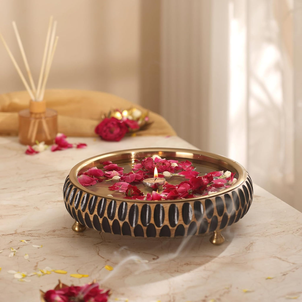 RITUALISTIC Aavrit Wooden Urli | Urli for Flower Decoration | Wooden Urli Bowl for Home Decorations | Kitchen Décor | Bowl for Decoration | Perfect for Festive Occasion | 11.5 Inches