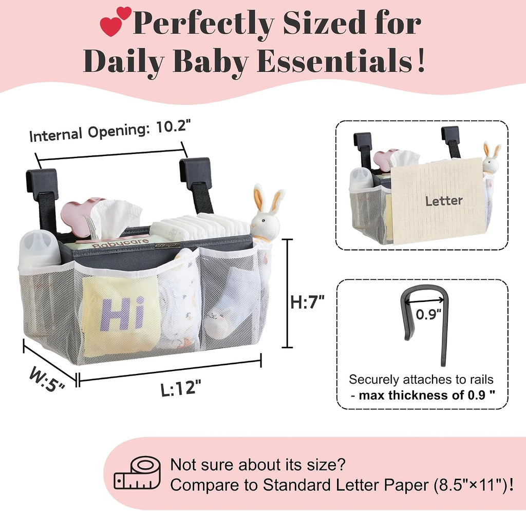2-Pack Hanging Diaper Organizer for Crib, Playpen, Bassinet & Pack n Play
