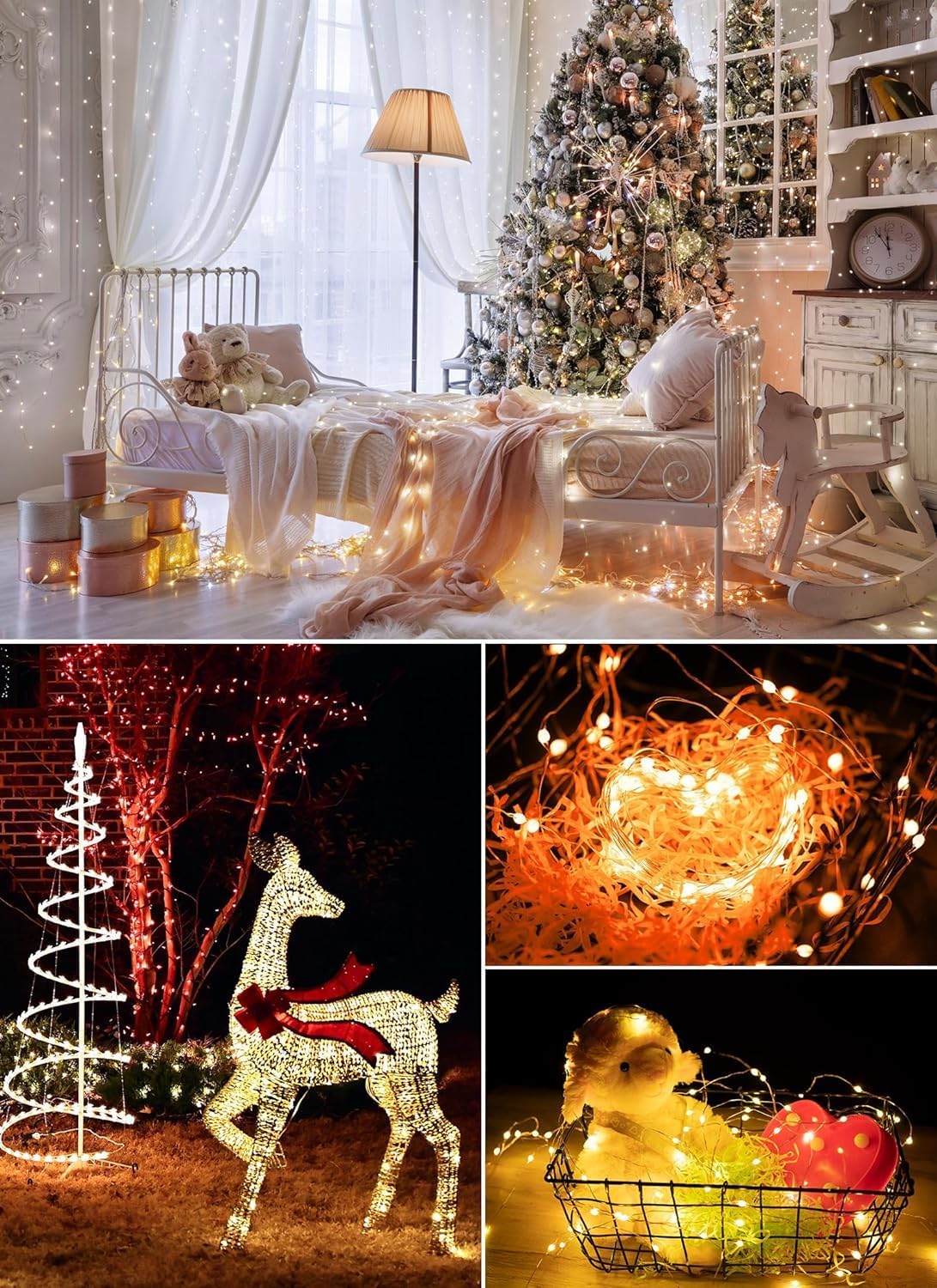 Color Changing Fairy String Lights - 33 ft 100 LED USB Silver Wire Lights with Remote and Timer, Starry Fairy Lights for Bedroom Party Craft Indoor Christmas Decoration, 16 Colors, Adapter Included