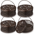 Lallisa 4 Pieces Mosquito Coil Holder Incense Coil Holder Round Retro Portable Metal Hanging Incense Burner with Handle for Home Camping Indoor Outdoor Patio (Bronze,Metal Sheet Included)