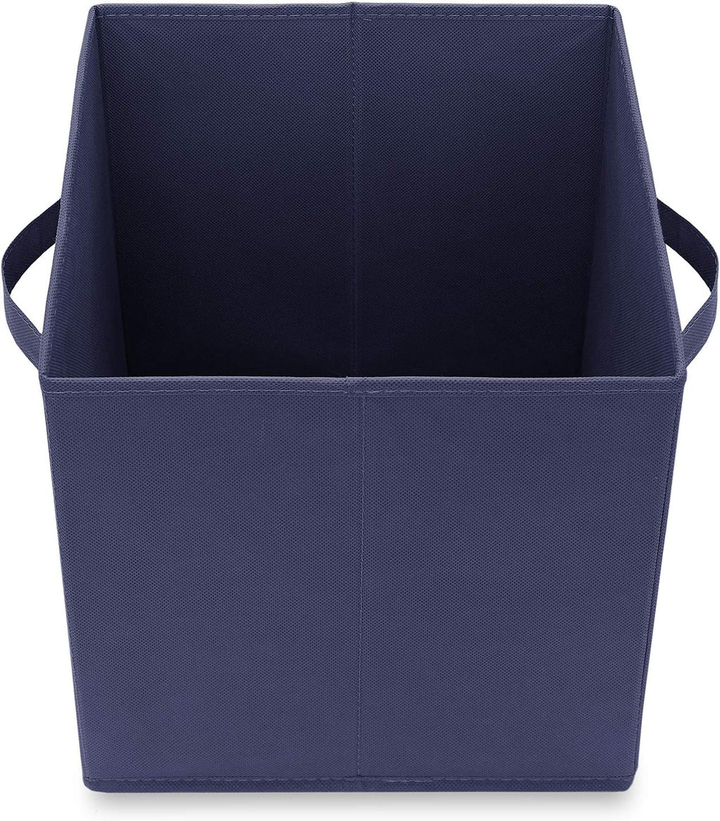 Casafield Set of 6 Collapsible Fabric Cube Storage Bins, Navy Blue - 11" Foldable Cloth Baskets for Shelves, Cubby Organizers & More
