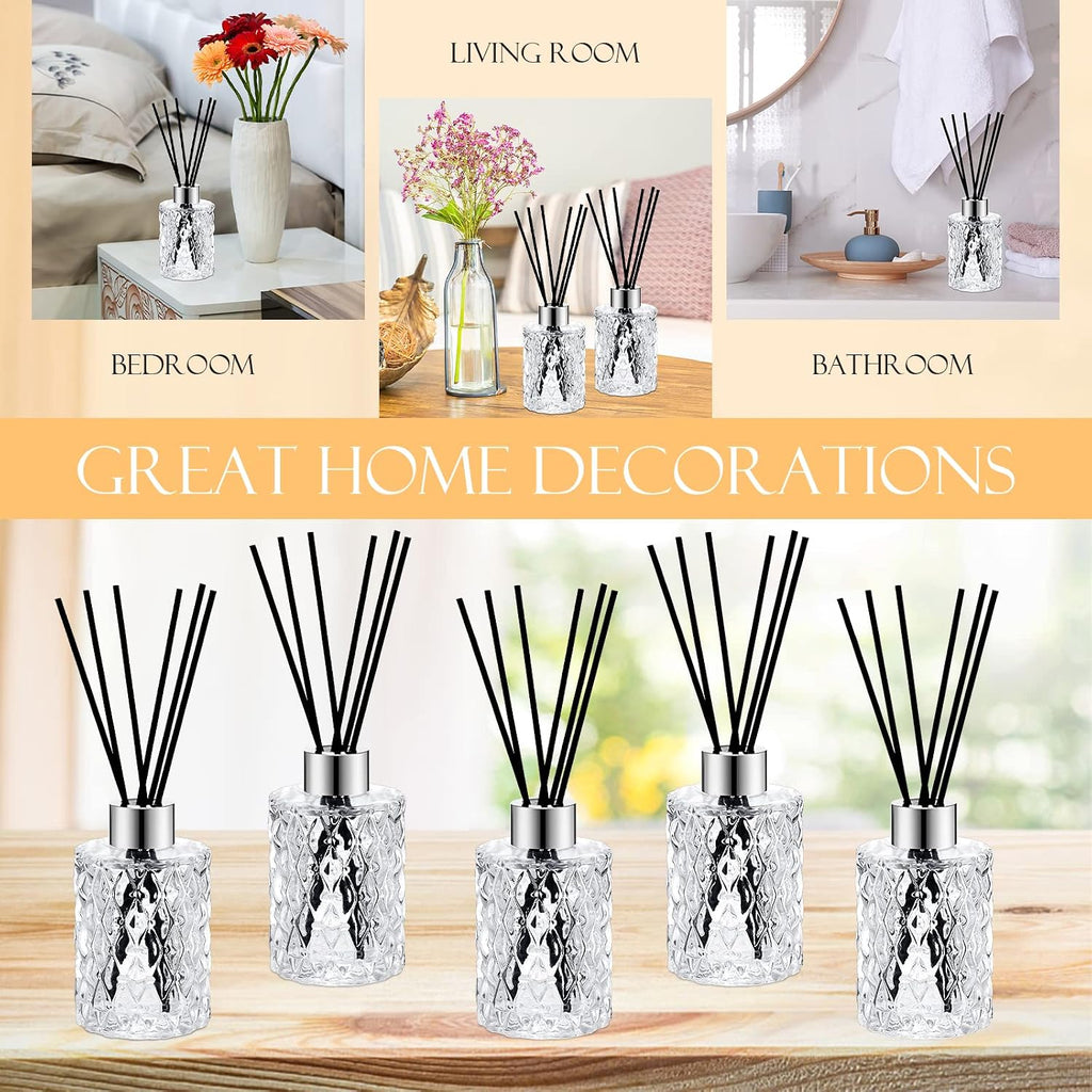 Norme 16 Pack Empty Reed Diffuser Bottles with Caps Rattan Sticks, Silver