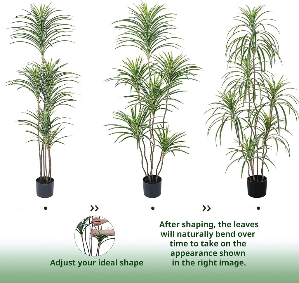 Yepdin Artificial Dracaena Plants Indoor, 5 ft Faux Tropical Floor Plants Indoor, Tall Fake Yucca Silk Tree in Pot, Artificial Trees for Home Office Decor Indoor Outdoor Housewarming Gift