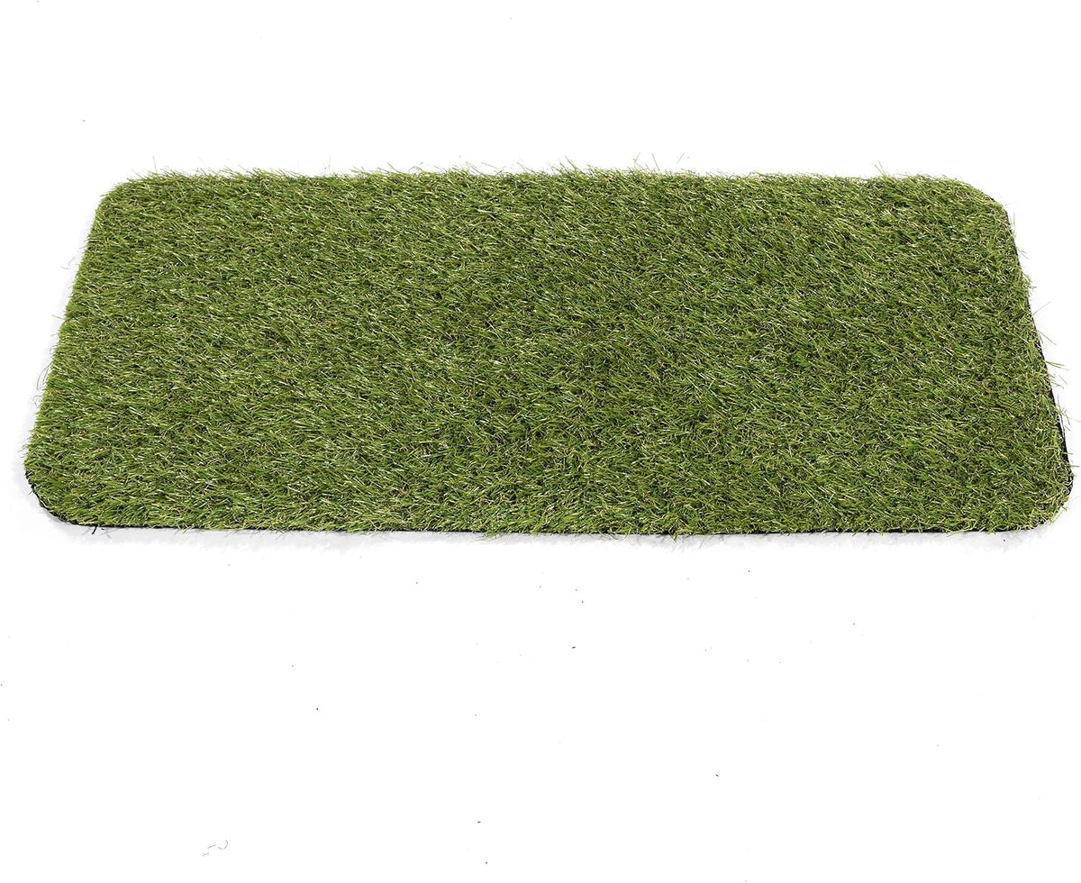 Ottomanson Artificial Grass Puppy Potty Training Pad with Tray, 15" x 30" Reusable Pee Pad for Small Pets and Dogs