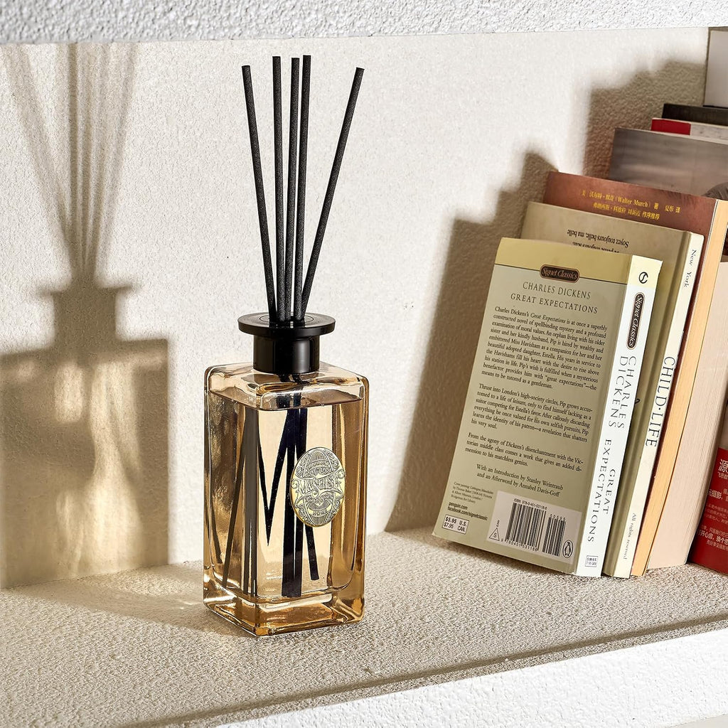 M&SENSE 10.14 oz Large Reed Diffuser Set | Cashmere Cloud Scent Oil Diffuser with Sticks | Hotel Collection Non-Toxic Essential Oil |for Bedroom Bathroom Living Room