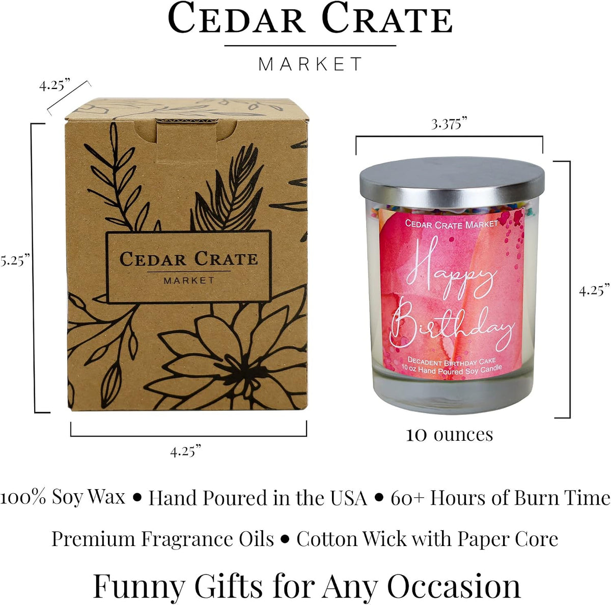 Happy Birthday Candle Gifts for Women - Buttercream Vanilla Scented Candles, Unique Gift for Best Friend, Gift idea for Her, Mom, Sister, Bestie, Coworker, Classmate, Present, 100% Soy - Made in USA