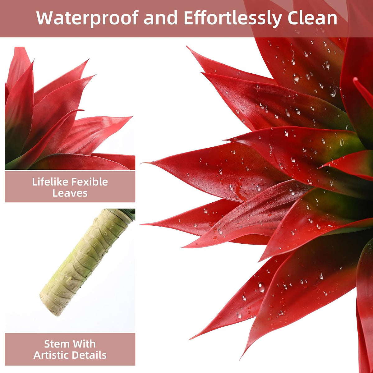 Wertuirk 22 Inch Artificial Agave Plant Outdoor UV Resistant, Red