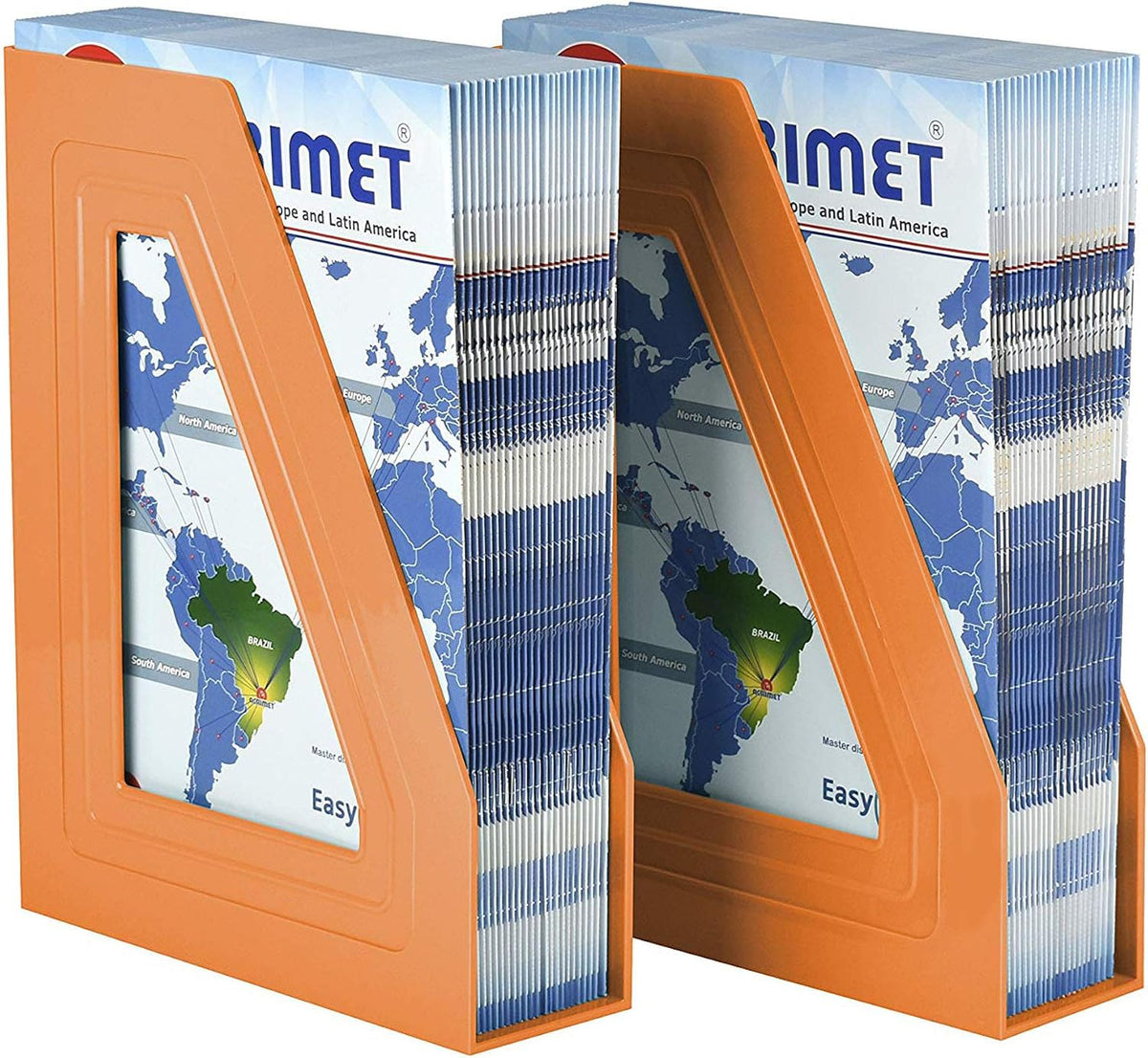 Acrimet Magazine File Holder, Vertical Desk Organizer, Orange, 2 Pack