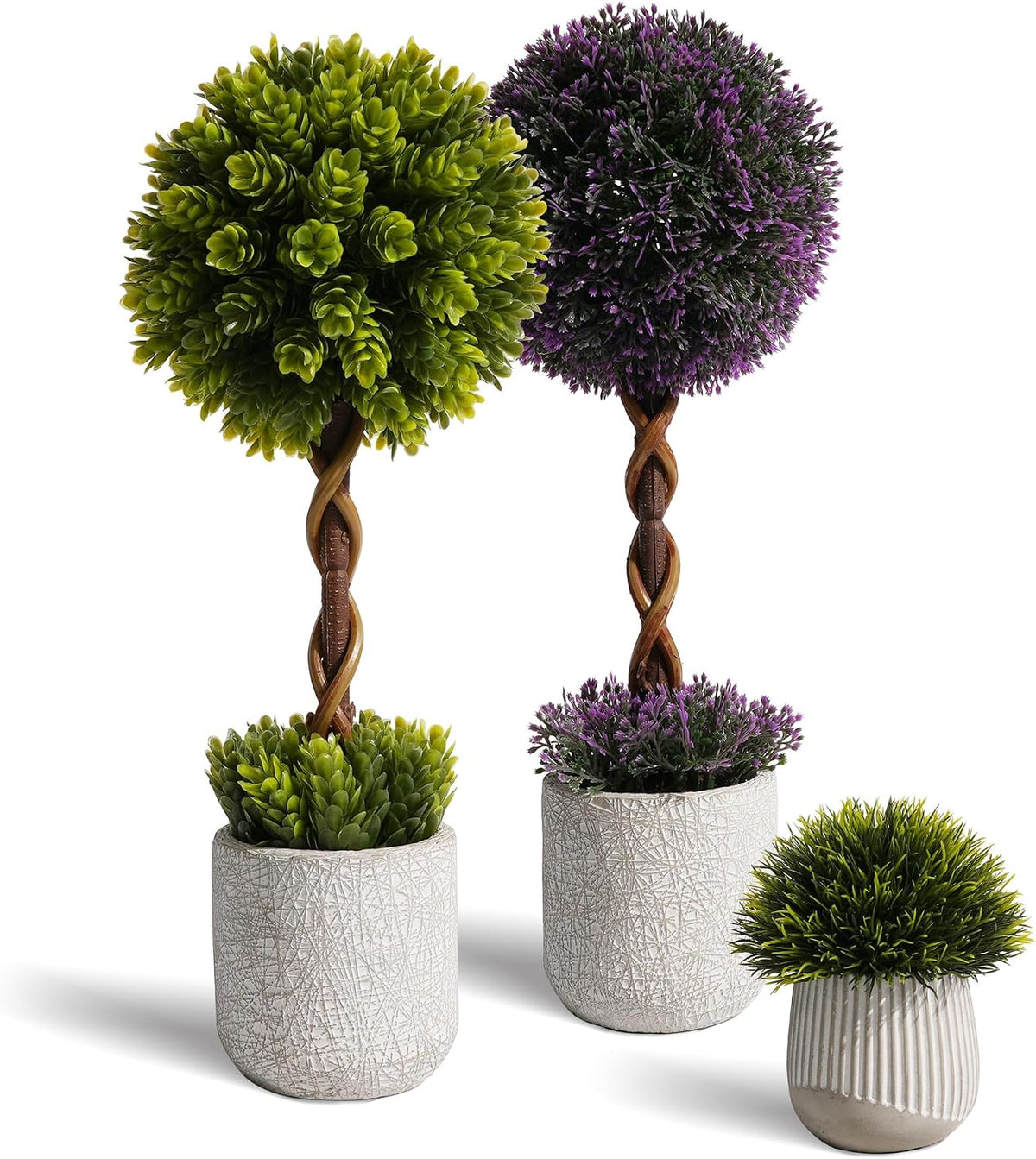 3 Pack 1.2ft Small Artificial Ball Boxwood Topiary Tree Indoor