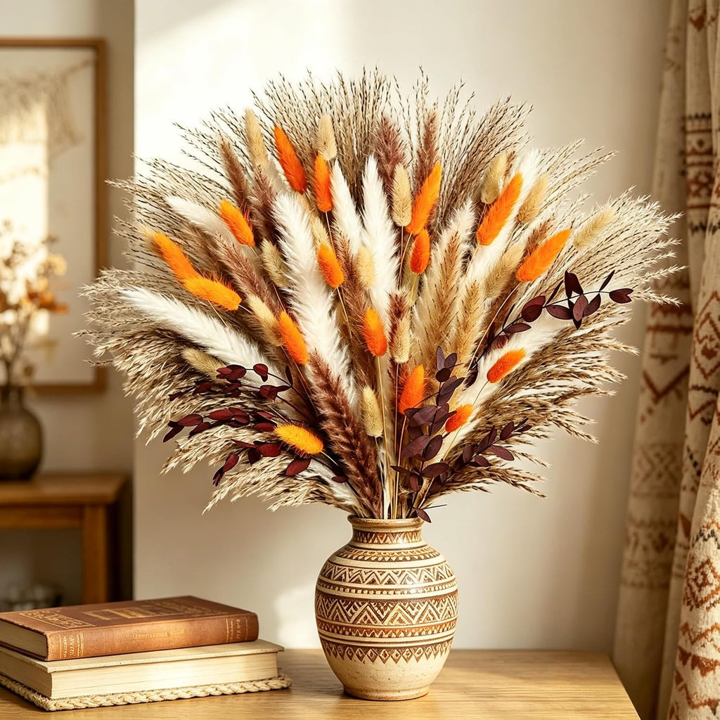 Fall Decor Dried Pampas Grass 17inch 60~85Pcs(F-85Pcs)
