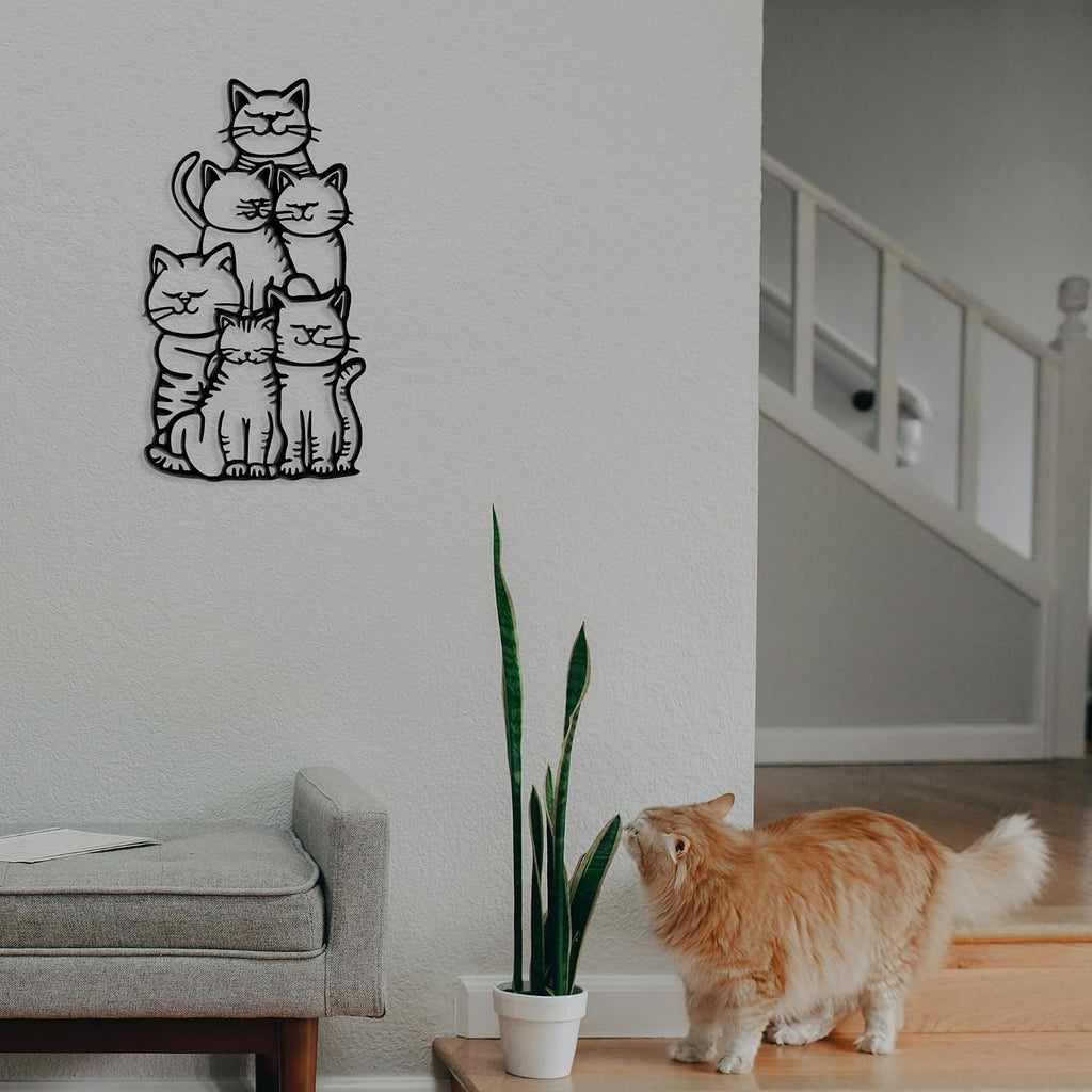 Xedatric Black Metal Cat Wall Art Silhouette Decor