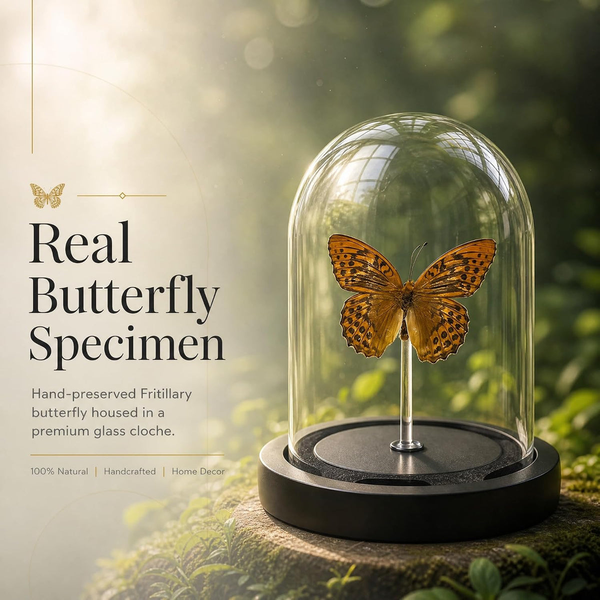 Real Taxidermy Butterfly Specimen Leopard Butterfly Shadow Box, Butterfly Gifts for Women Girls with Glass Cover, Butterfly Decor for Bedroom Office Living Room Desk