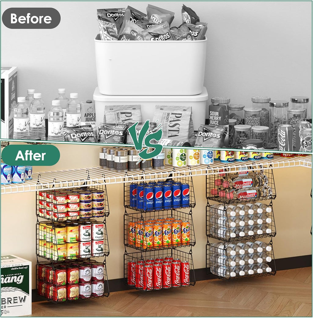 Jsskeeim 3 Pack Under Bottom Shelf Hanging Baskets for Pantry