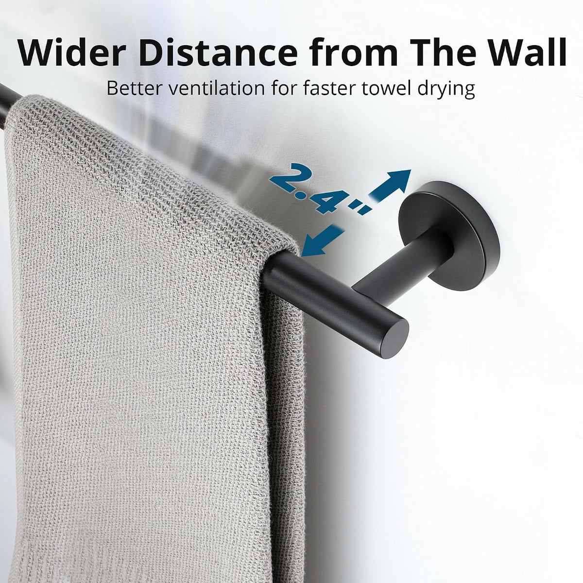 SAYAYO Towel Racks for Bathroom 24 Inch, Matte Black Towel Bar Wall Mounted