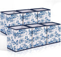 SiliFine 6 Pcs Blue Toile French Country Cube Storage Bins, 11 Inch