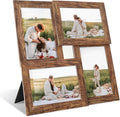 YESKAY 4x6 Collage Picture Frames, Multi Family Photo Frame with Real Glass, Displays Four 4x6 Photo, Wall Decor Wall Hanging or Tabletop, Rustic Brown